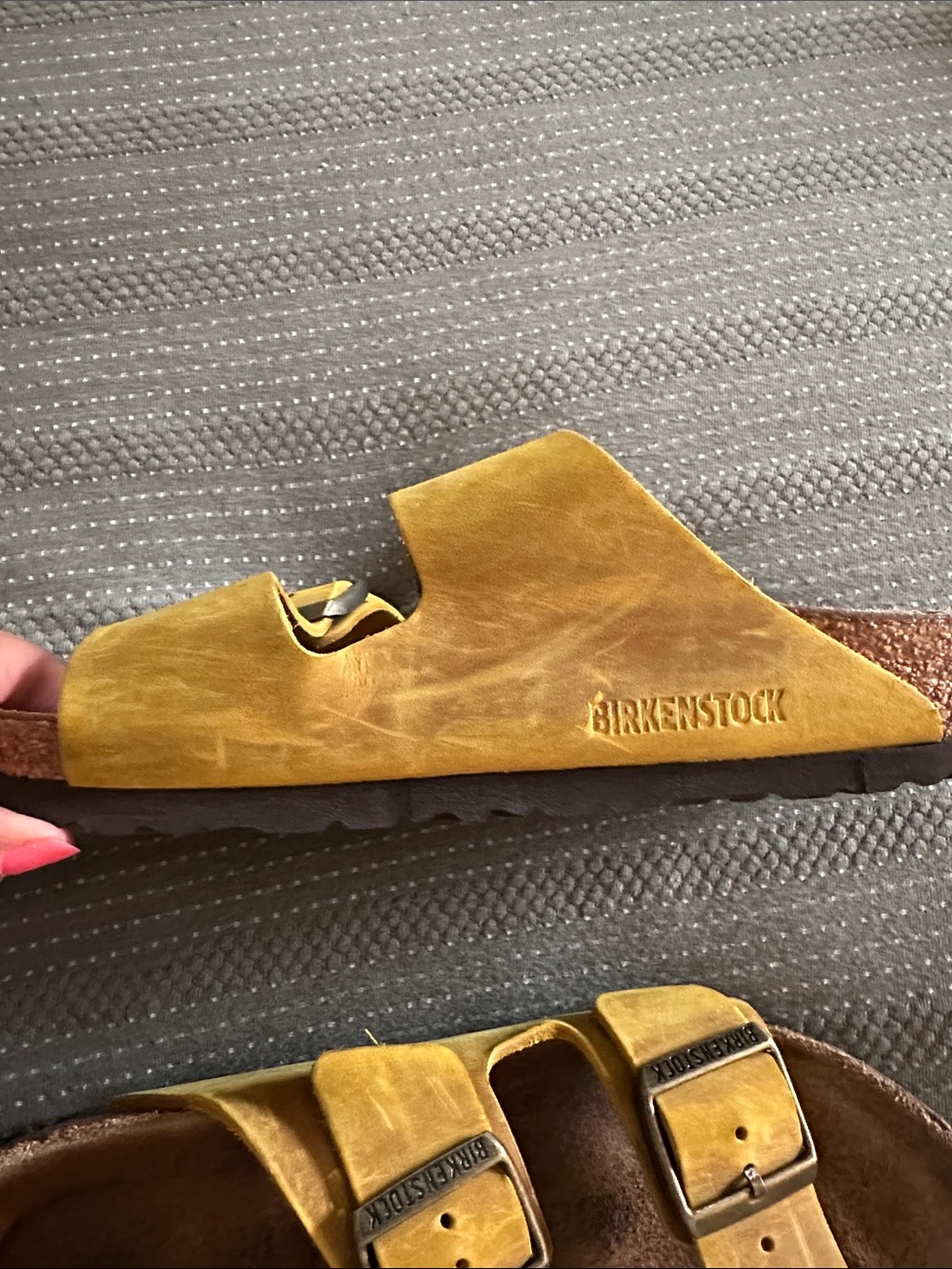 Birkenstock Woman’s Two-Strap Sandals in Mustard Yellow - Picture 8 of 9